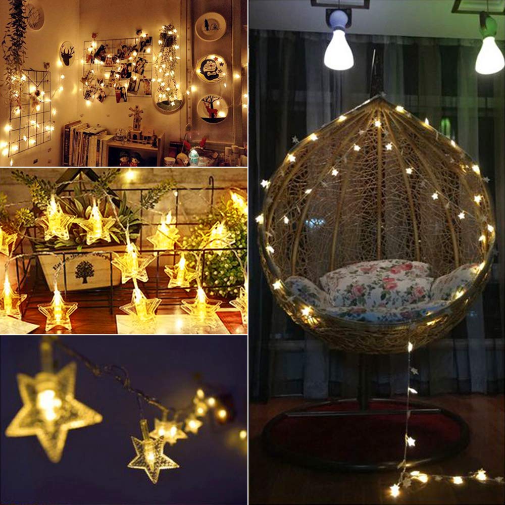Star String Lights Battery Operated 40 LED 19.6FT Twinkle Little Star Lights Indoor Starry Fairy Lights Warm White for Patio Wedding Bedroom Christmas Home Decoration