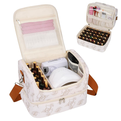 CUBETASTIC Nail Polish Organizer, Nail Supplies Storage Case Holds 45 Bottles Nail Polish & Nail Lamp, Travel Nail Tech Carrying Bag, Nail Kit Bag For Nail Stuff & Manicure Tools
