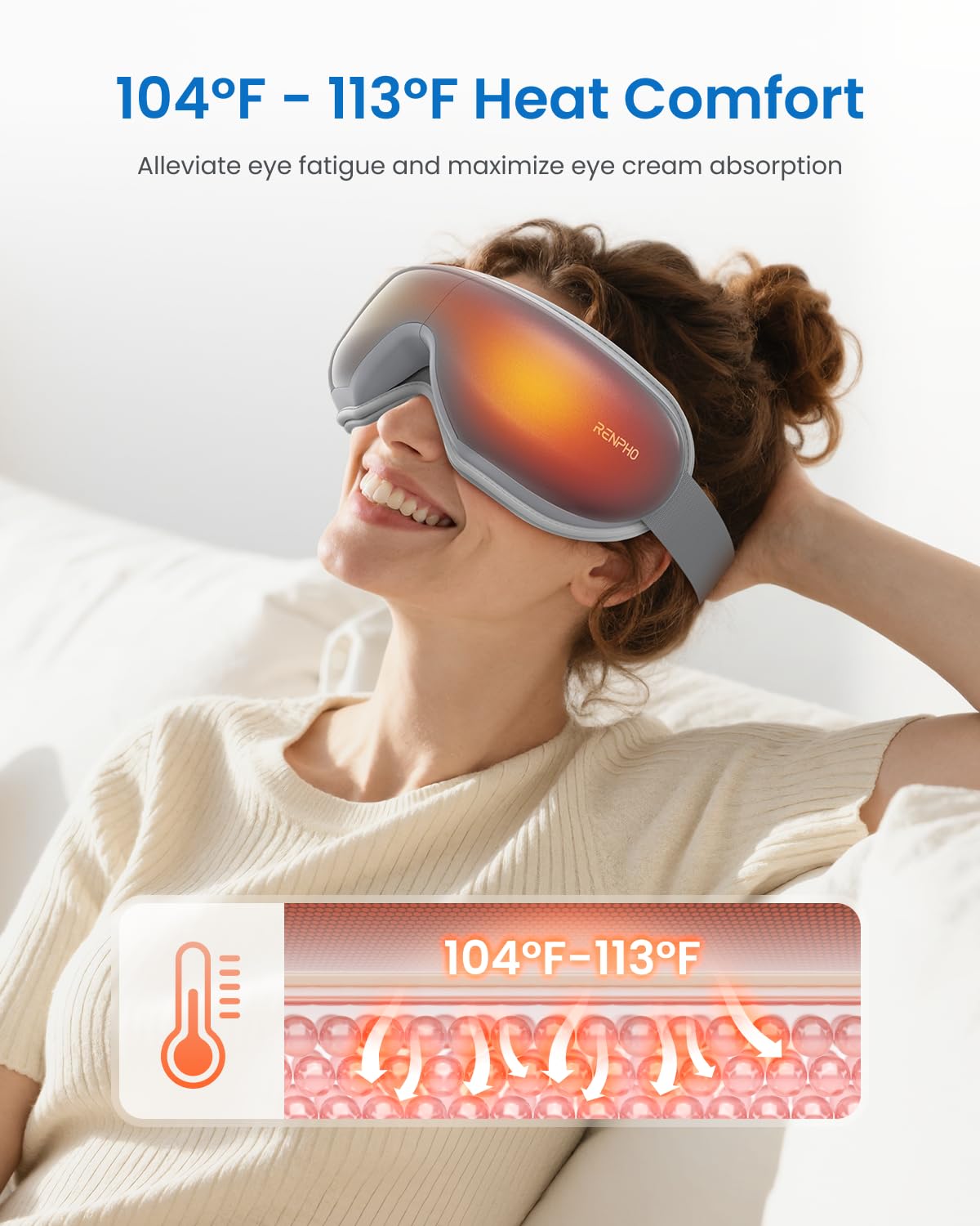 RENPHO Eye Massager with Heat, Valentines Day Gifts for Her Him Birthday Gifts for Women Mom, FSA Eligible HSA Eye Mask for Migraine,Sleep Mask for Dry Eyes Relax, Handheld Massager Eyeris 1