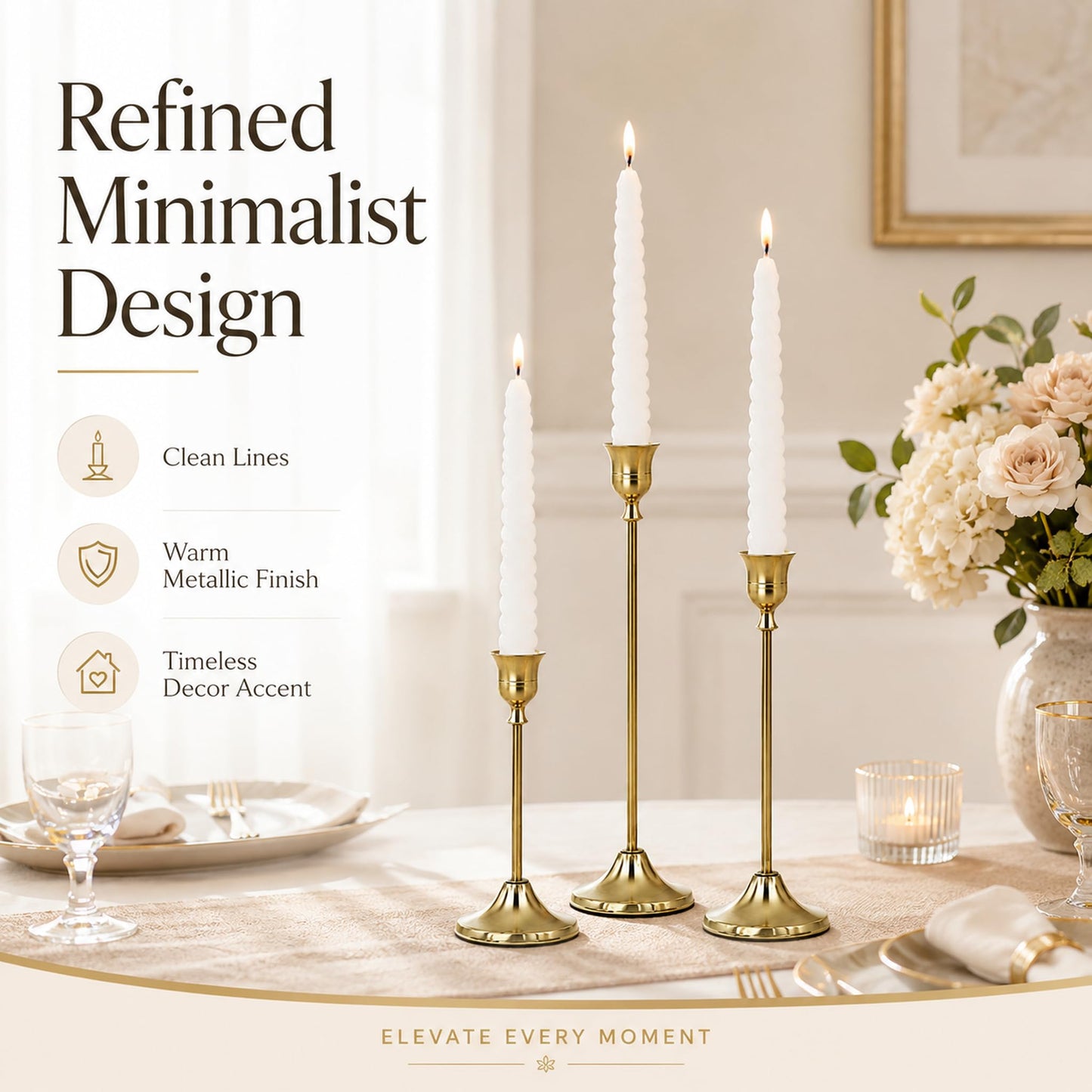 DeepWhale Candlestick Holders Set of 2(6 PCS) with Upgraded Weighted Base, Candle Stick Holders for Wedding Centerpieces, Dinner Party & Home Decor Accents