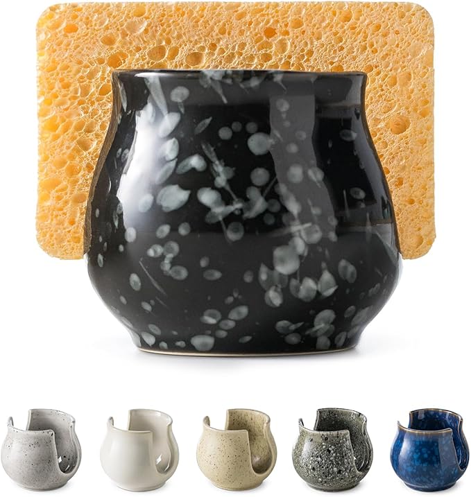 Kitchen Sponge Holder, Ceramic Dish Sponge Holder Kithen Sink Organizer