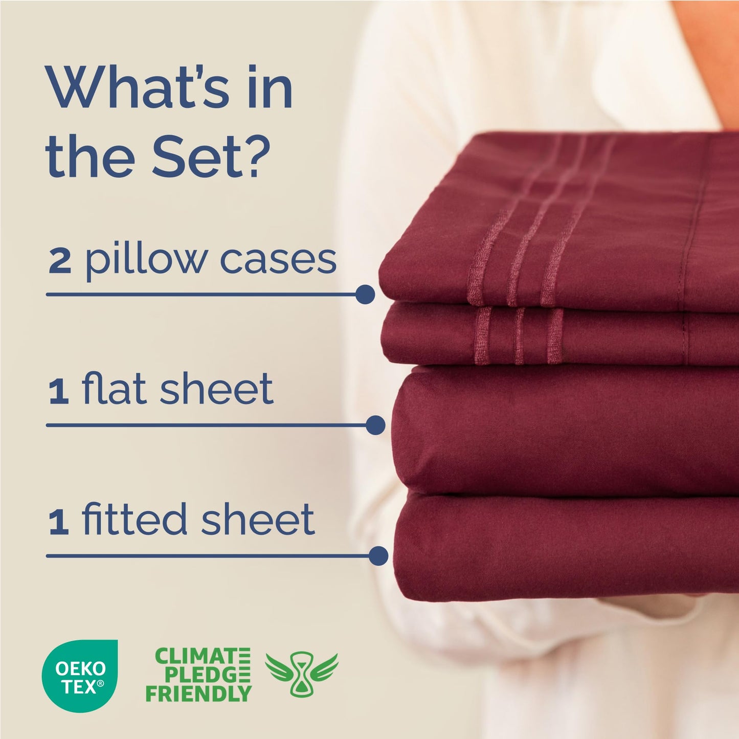 Full Size 4 Piece Sheet Set - Comfy Breathable & Cooling Sheets - Hotel Luxury Bed Sheets for Women & Men - Deep Pockets, Easy-Fit, Extra Soft & Wrinkle Free Sheets - Burgundy Oeko-Tex Bed Sheet Set