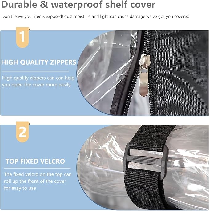 Waterproof Shelf Cover,Outdoor 600D Heavy Duty Dustproof Storage Shelves Cover,36''x14''x54'' Shelf Covers for Wire Shelving with Zippers,Storage Rack Covers with Clear Front