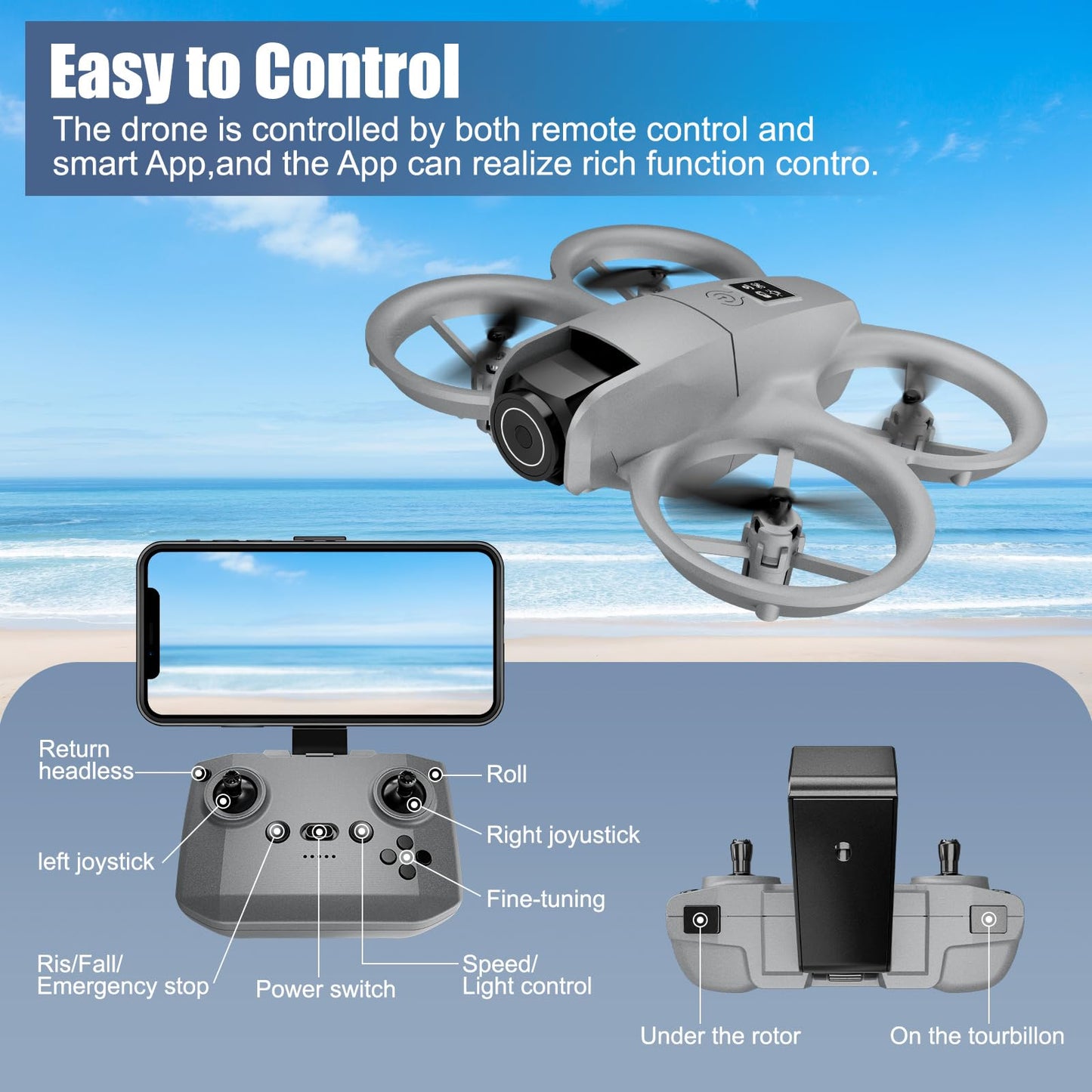 Drone with Camera 1080HD， Features One Key Takeoff/Landing, Altitude Hold, Headless Mode, 3D Flips, Trajectory Flight，3 Speed Modes, Easy to Fly for Beginners