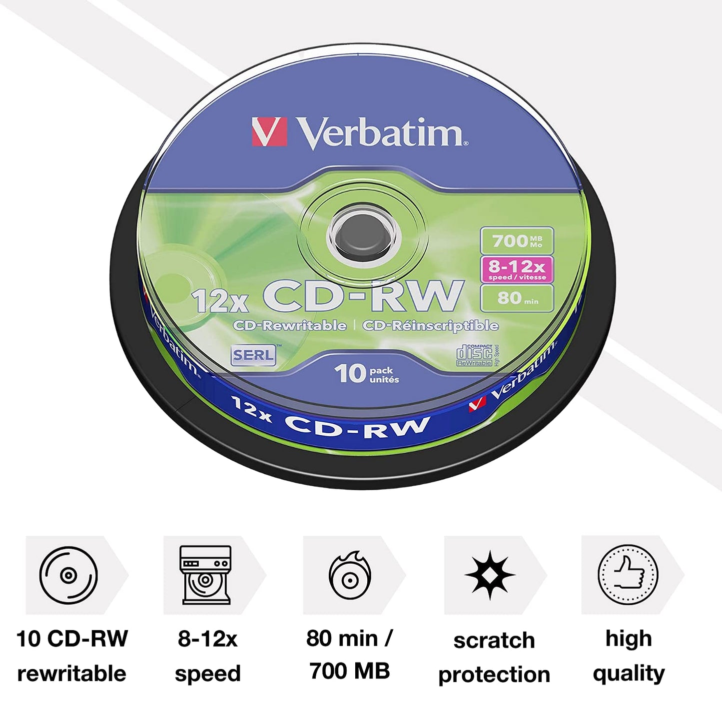 Verbatim 43480 12x CD-RW - 10 Pack Spindle