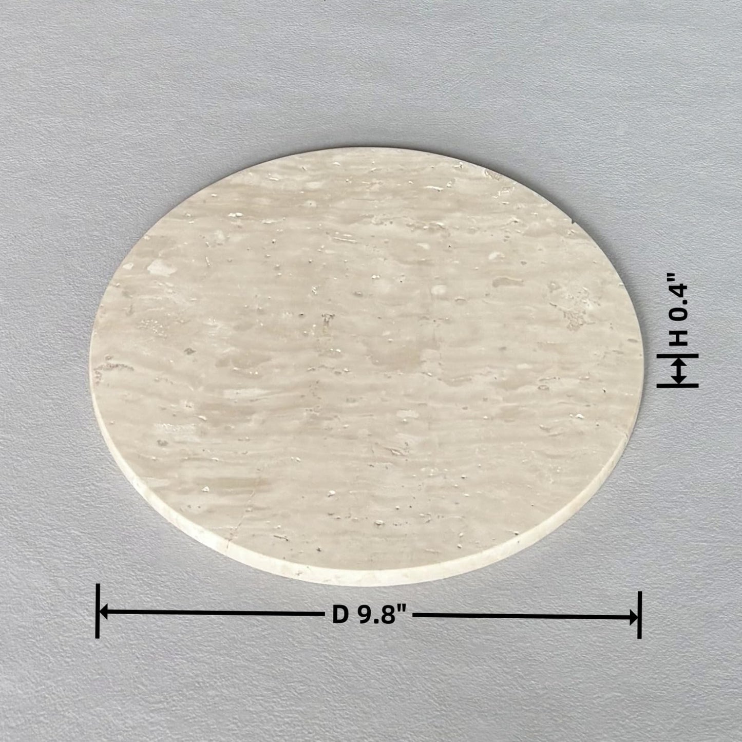 StonePlus Natural Round Marble Tray Matte Polishing Board Circular Plate Home Decor (Beige Travertine)