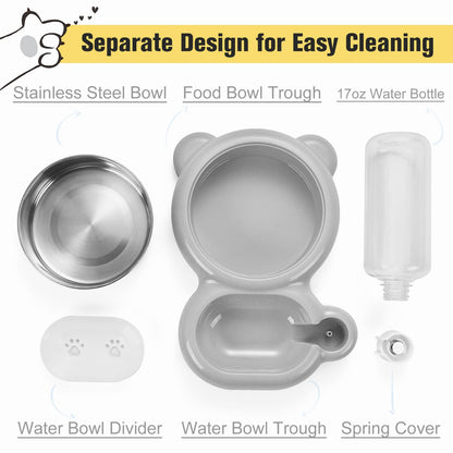 Dog Bowls, Cat Food and Water Bowl Set with Water Dispenser and Stainless Steel Bowl for Cats and Small Dogs