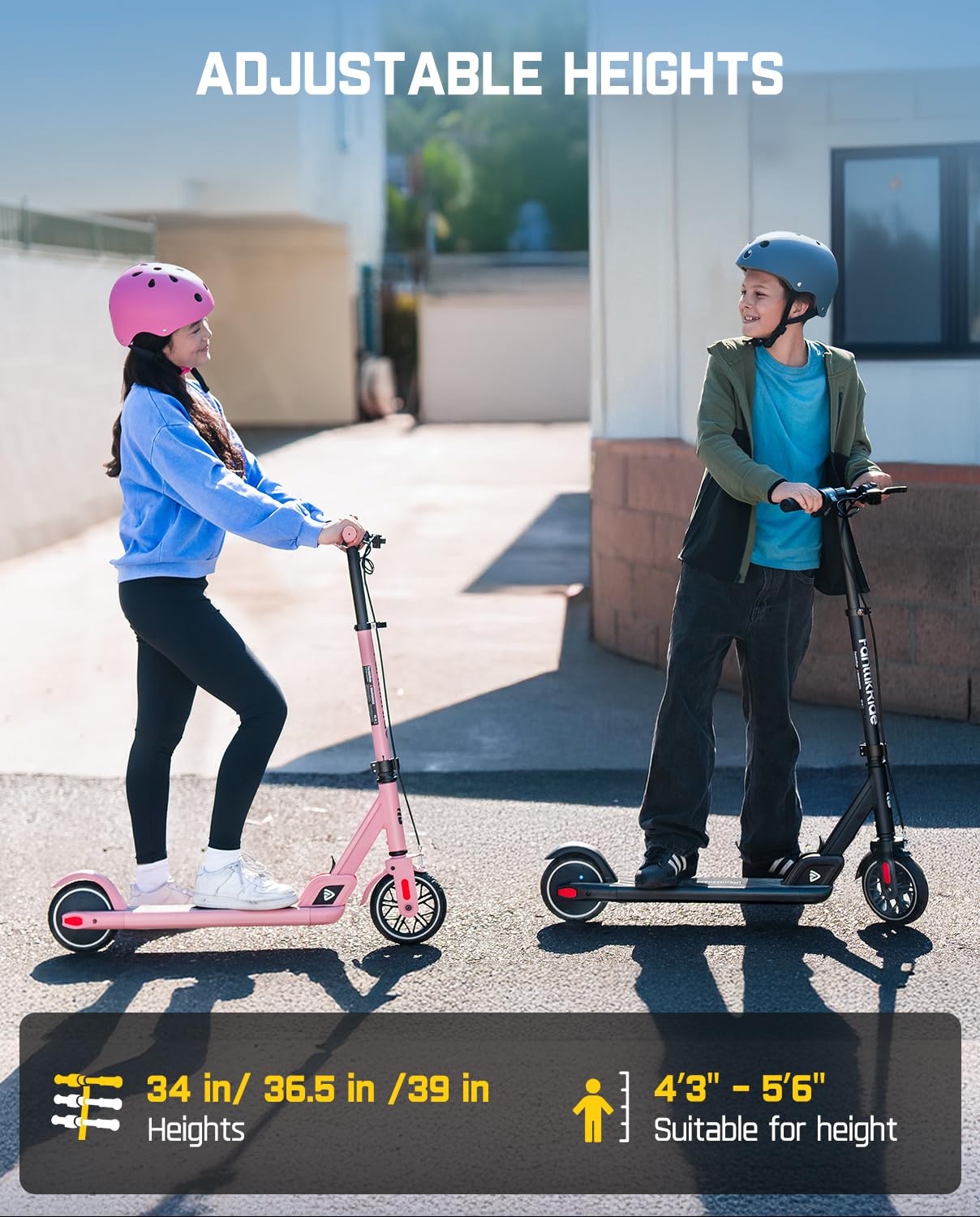 FanttikRide T9 Electric Scooter for Big Kids 6-14, 7/10/12 MPH, LED Battery Level, Height Adjustable and Foldable, Electric Scooter for Teenagers, Up to 40 mins, Pink