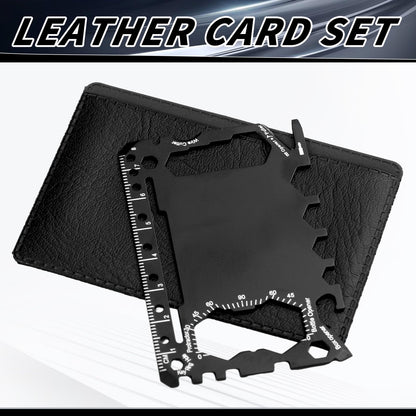 Cholemy 24 Pcs Credit Card Wallet Multitool 46 in 1 Metal Stainless Steel Survival Pocket Tool Bottle Opener Multipurpose Bulk for Husband Dad Men Christmas Birthday Gift, Black