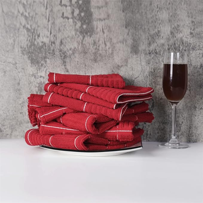 Glynniss Red Kitchen Towels and Dishcloths Set, Dish Towels and Dish Rags Set