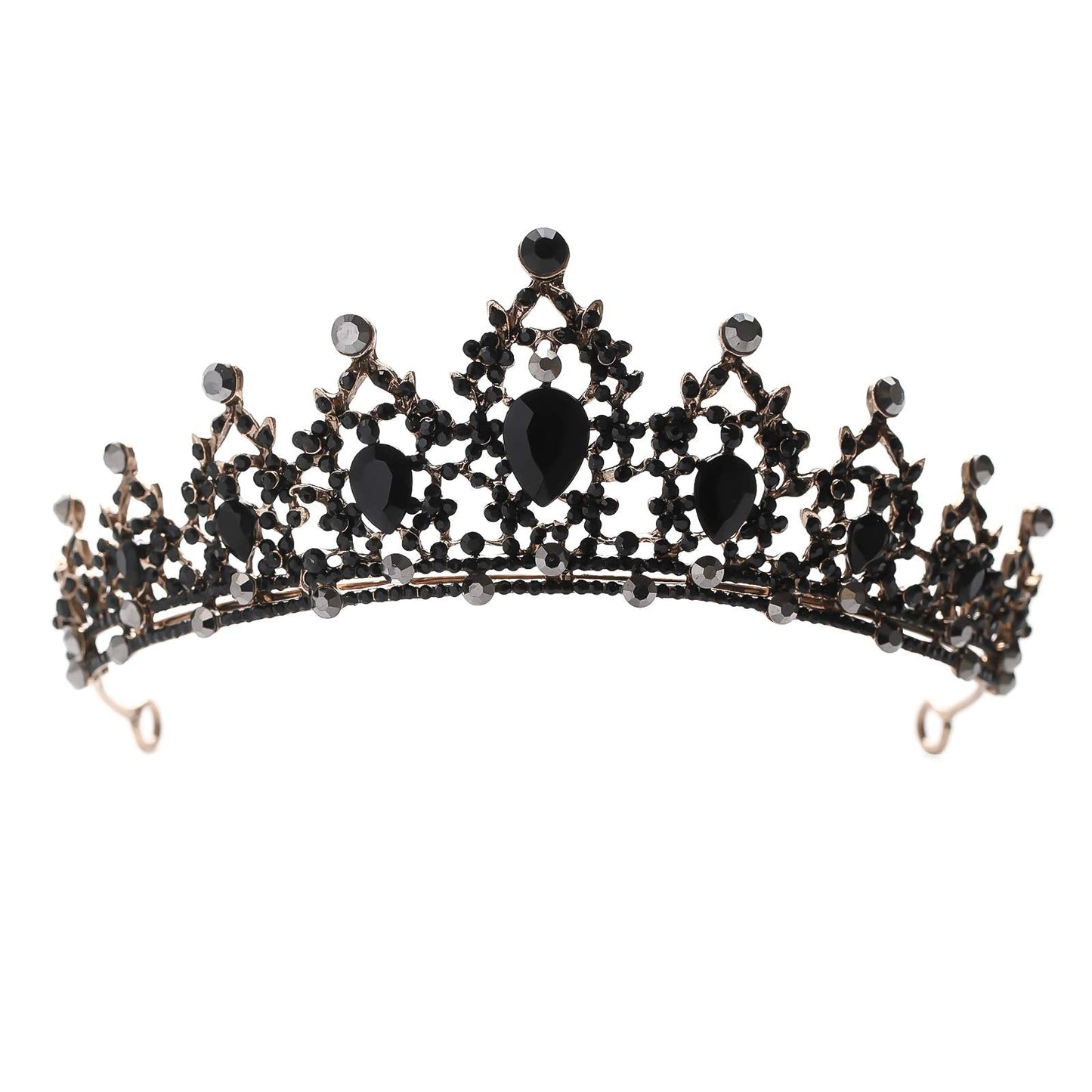 FORSEVEN Rhinestone Headband Birthday Party Tiaras Bridal Wedding Accessories (Black) Halloween Decorations Headband
