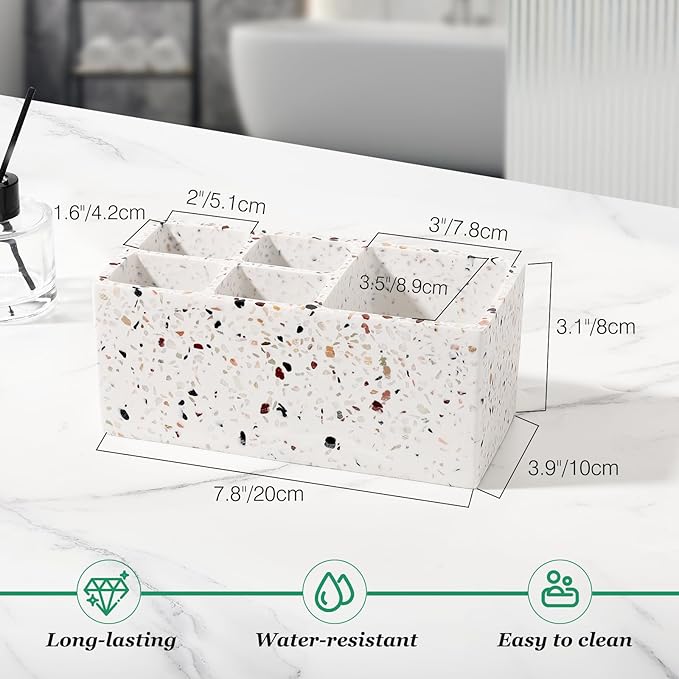Luxspire Toothbrush Holder for Bathroom, 5 Slots Bathroom Counter Organizer