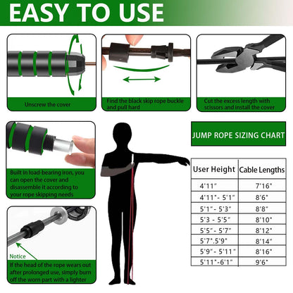 Adjustable Weighted Jump Rope, 9ft Long Tangle-Free Rapid Speed Jumprope for Exercise Calisthenics Fitness Jumping Skipping Double Dutch Boxing Crossfit, Workout Stuff for Women Men Kids Adult