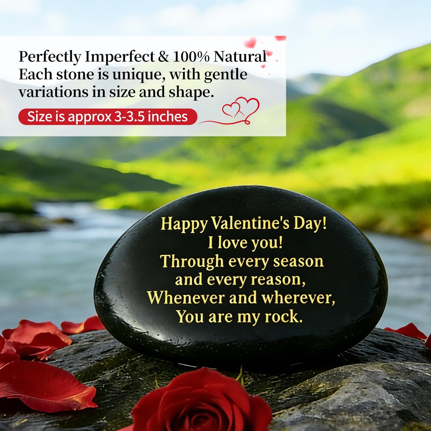 Sundrence Valentines Day Gifts for Him and Her - You are My Rock Engraved Gifts for Boyfriend, Girfriend, Husband, Wife, Men, Women - Polished Black Pebble Regalos para el 14 de febrero para Hombre