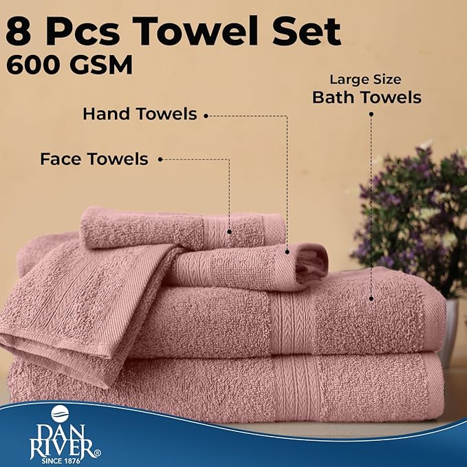 DAN RIVER 8 PC Luxury Bath Towels