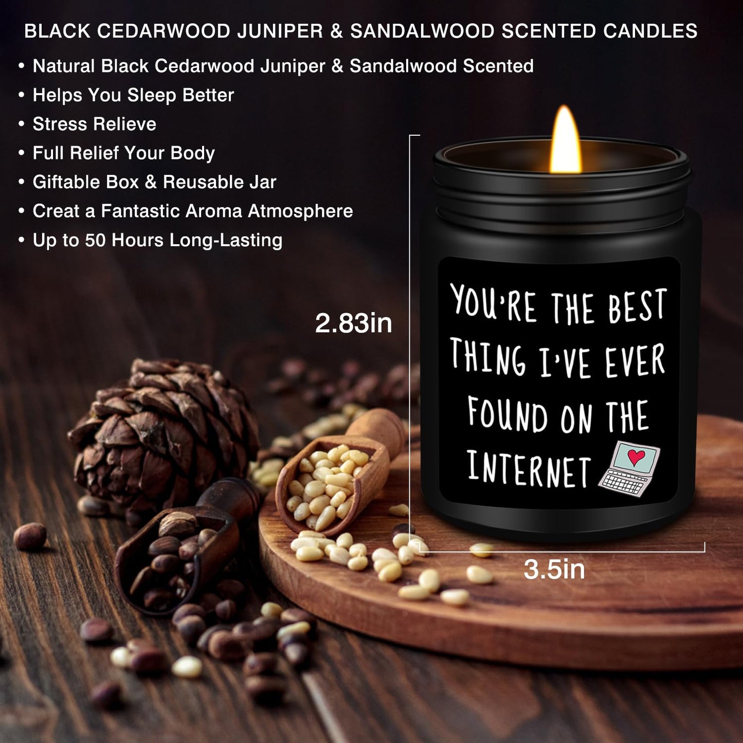 Homsolver Valentines Unique Day Gifts for Him, Boyfriend, Husband, Men, Funny Anniversary Birthday Christmas Valentines Romantic Gifts for Him, Boyfriend, Black Cedar Juniper Sandalwood Candle