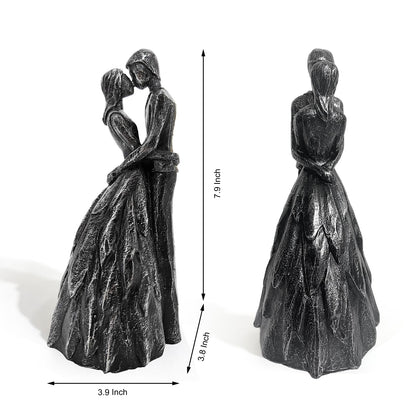 GZVDYG Black Couple Embracing Resin Figurine, 7.9" H, Romantic Gifts for Him & Her, Faux Black Wrought Iron Finish, Engagement Anniversary Wedding Keepsake Home Decor
