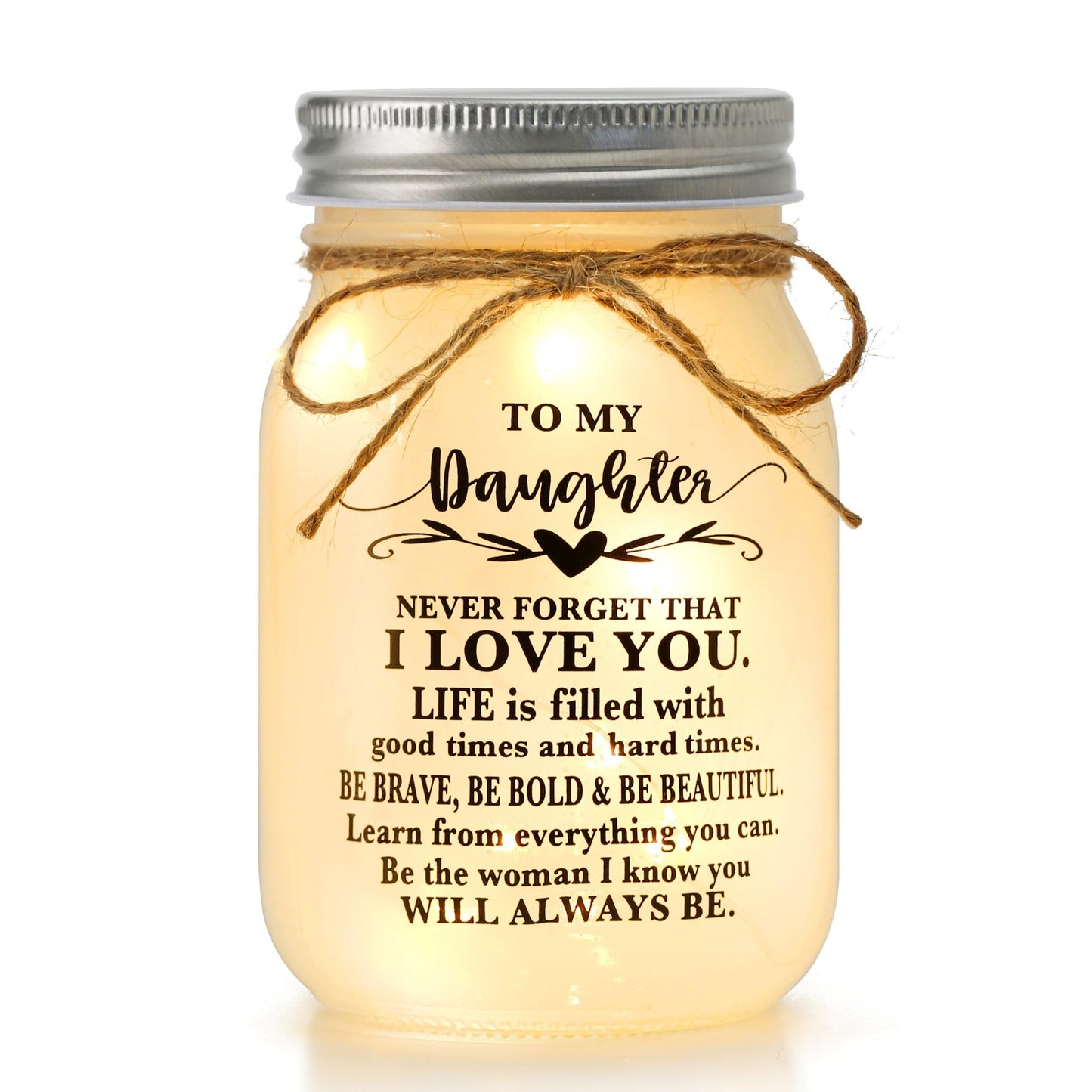 Daughter Gifts from Mom - to My Daughter Mason Jar Night Lights, Daughters Birthday Gifts from Mom and Dad, Wedding Gift Graduation Gift for Daughters