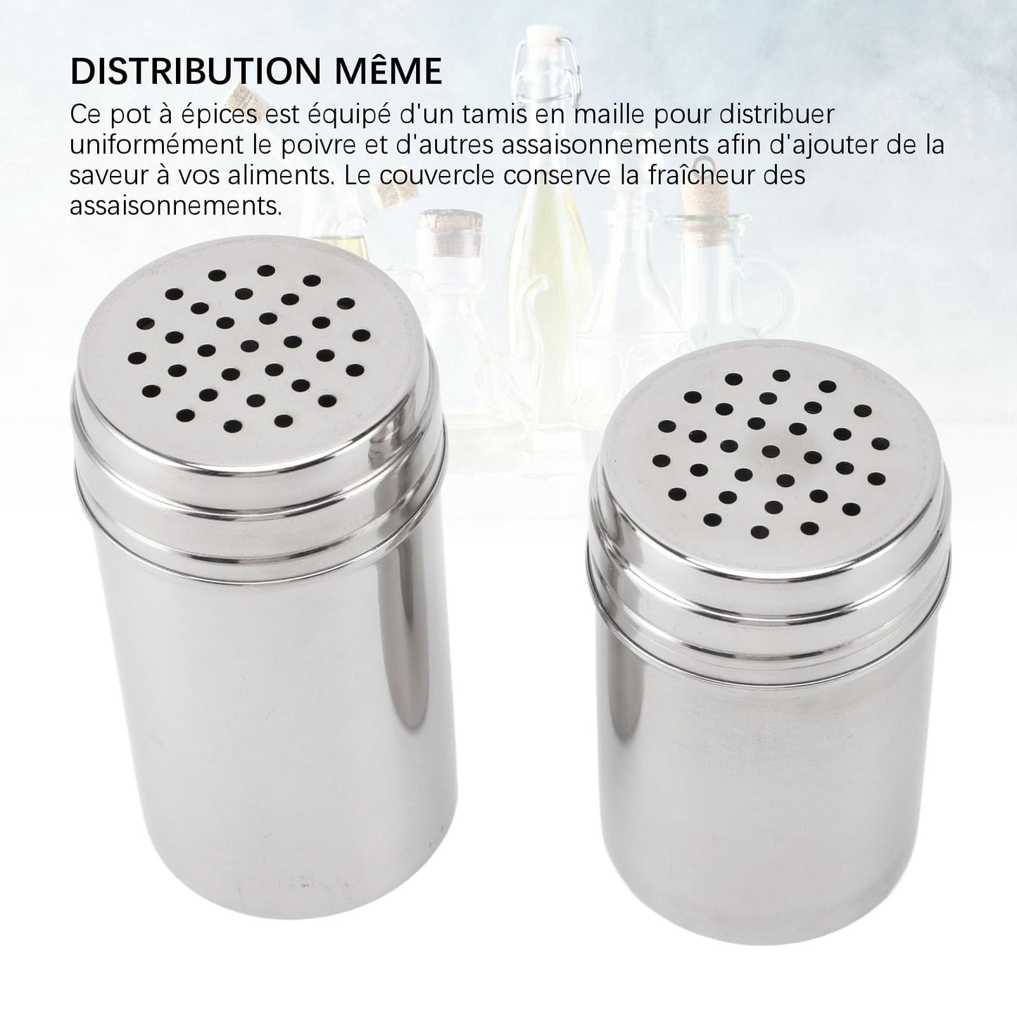 Condiment Shaker, 2PCS 304 Stainless Steel Adjustable Pour Holes Seasoning Dispenser Container Restaurant Organizing Cup for Kitchen Barbecue Camping (Type 2)