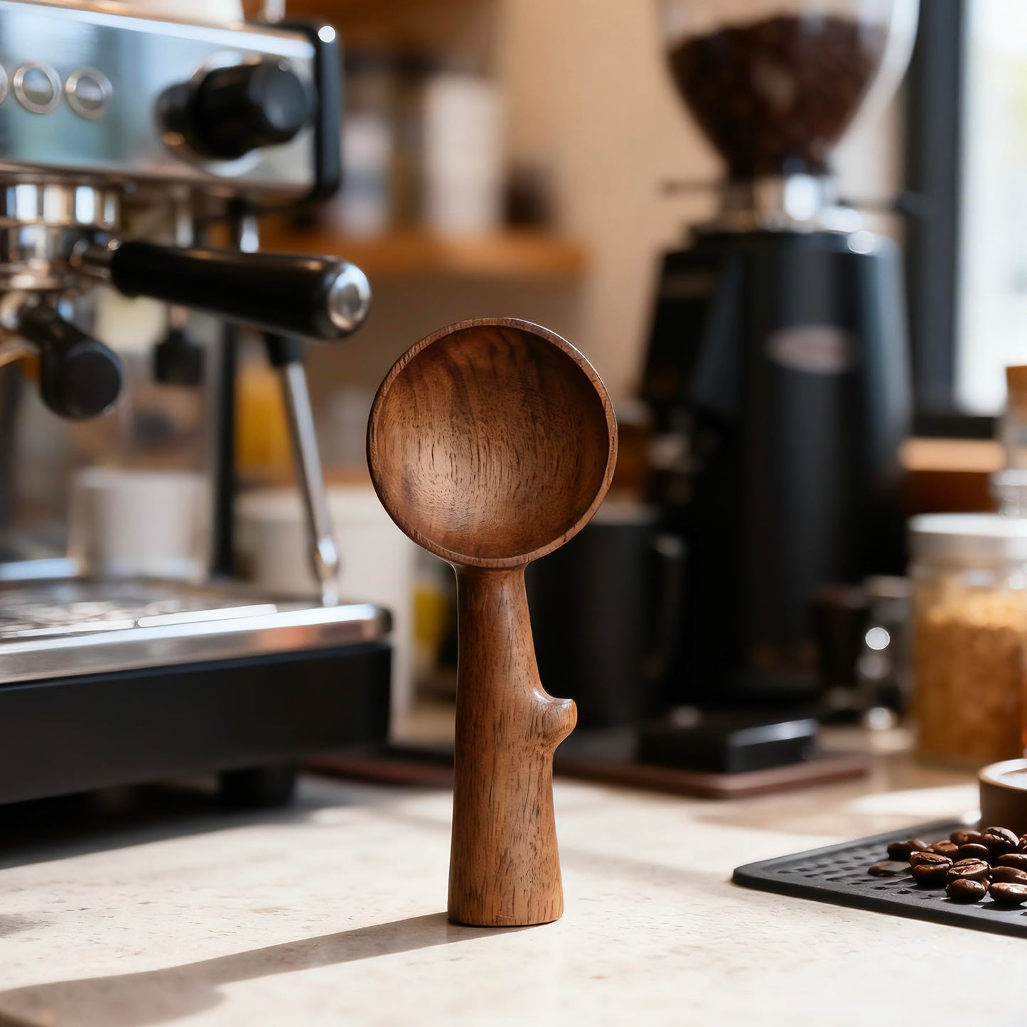 YANISM Walnut Coffee Scoop,Wooden Coffee Bean Measuring Spoon,5g Capacity,Natural Wood Coffee Scoop for Tea,Sugar & Powder,Rustic Kitchen Gift for Coffee Lovers