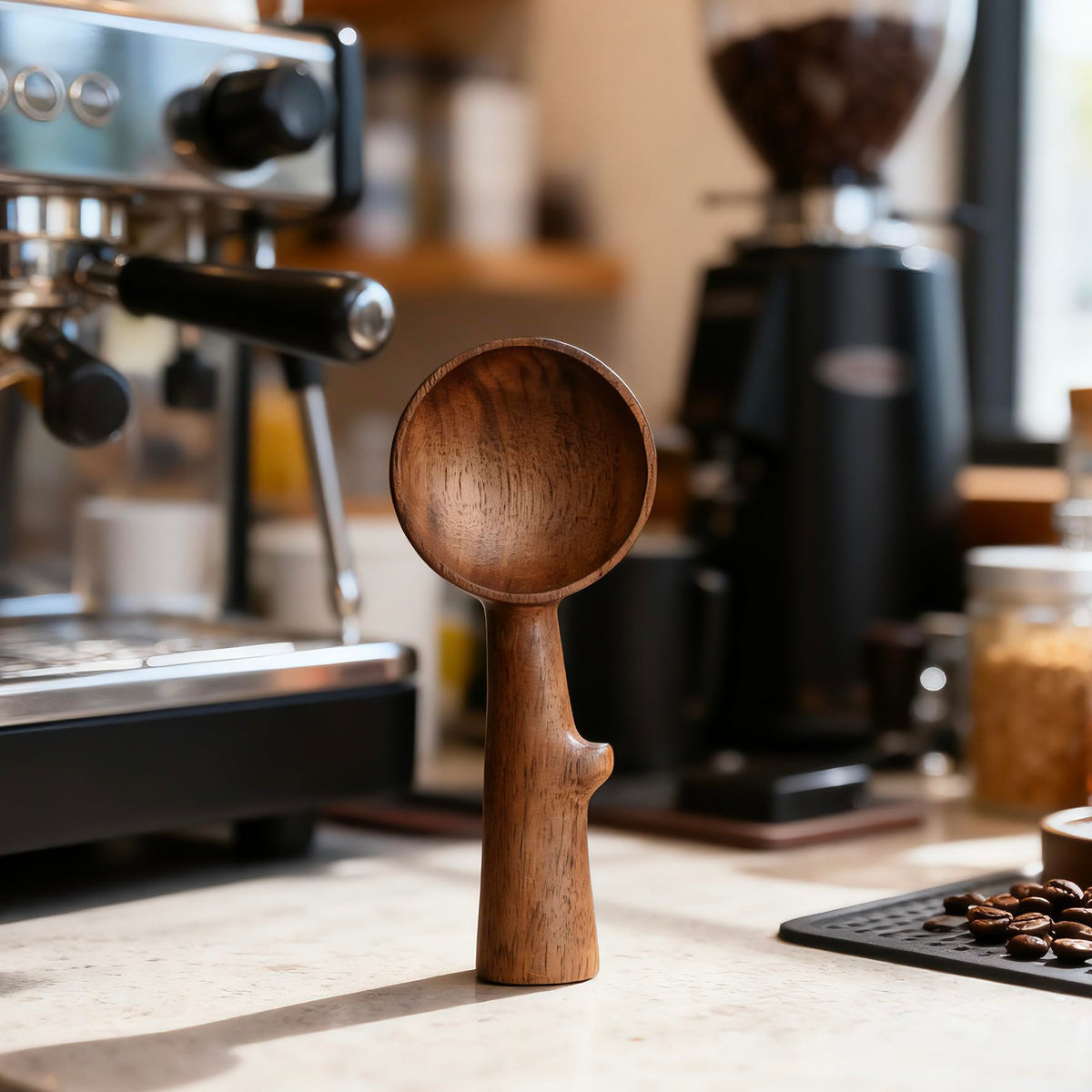 YANISM Walnut Coffee Scoop,Wooden Coffee Bean Measuring Spoon,5g Capacity,Natural Wood Coffee Scoop for Tea,Sugar & Powder,Rustic Kitchen Gift for Coffee Lovers