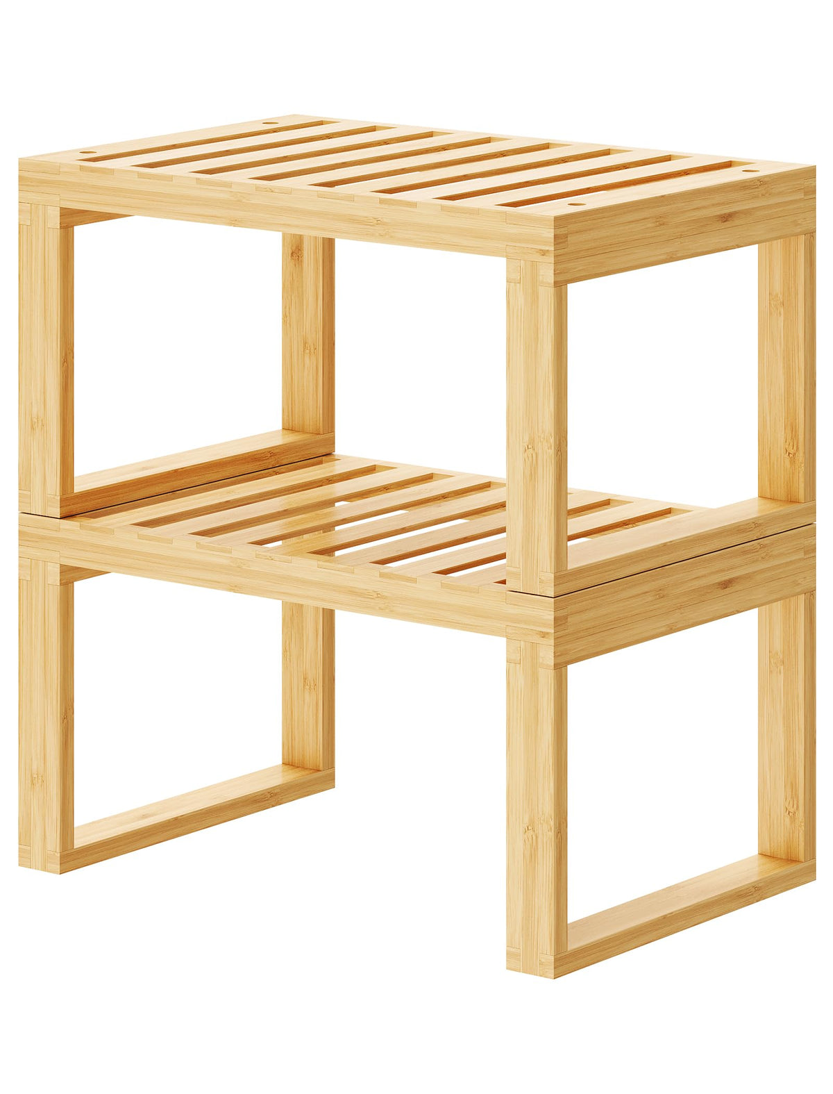 Tomorotec Bamboo Cabinet Shelf, 2 Pcs Kitchen Counter Shelf, Space-Saving Cabinet Organizer for Kitchen, Bathroom and Desk, Multifunctional Storage Rack for Spices, Cans, Toiletries and Stationery