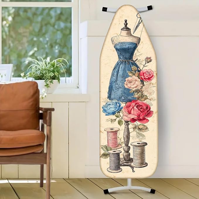Nuxovilar Vintage Sewing Elements Ironing Board Cover& Floral Design, This