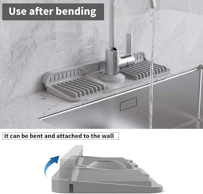 WAFT YEARN 14X5 Inch Silicone Durable Faucet Mat Kitchen Sink Splash Guard