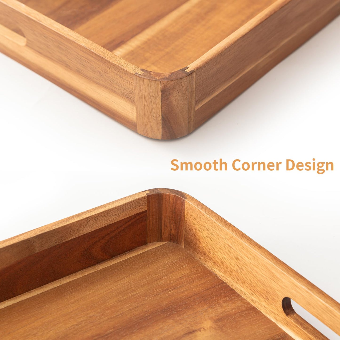 Wooden Serving Tray with Handles,Rustic Ottoman Tray for Kitchen Counter/Coffee Table/Living Room Decor,Versatile Tray for Party Wood ServingTray for Dinner/Breakfast/Snack Entertaining Guests