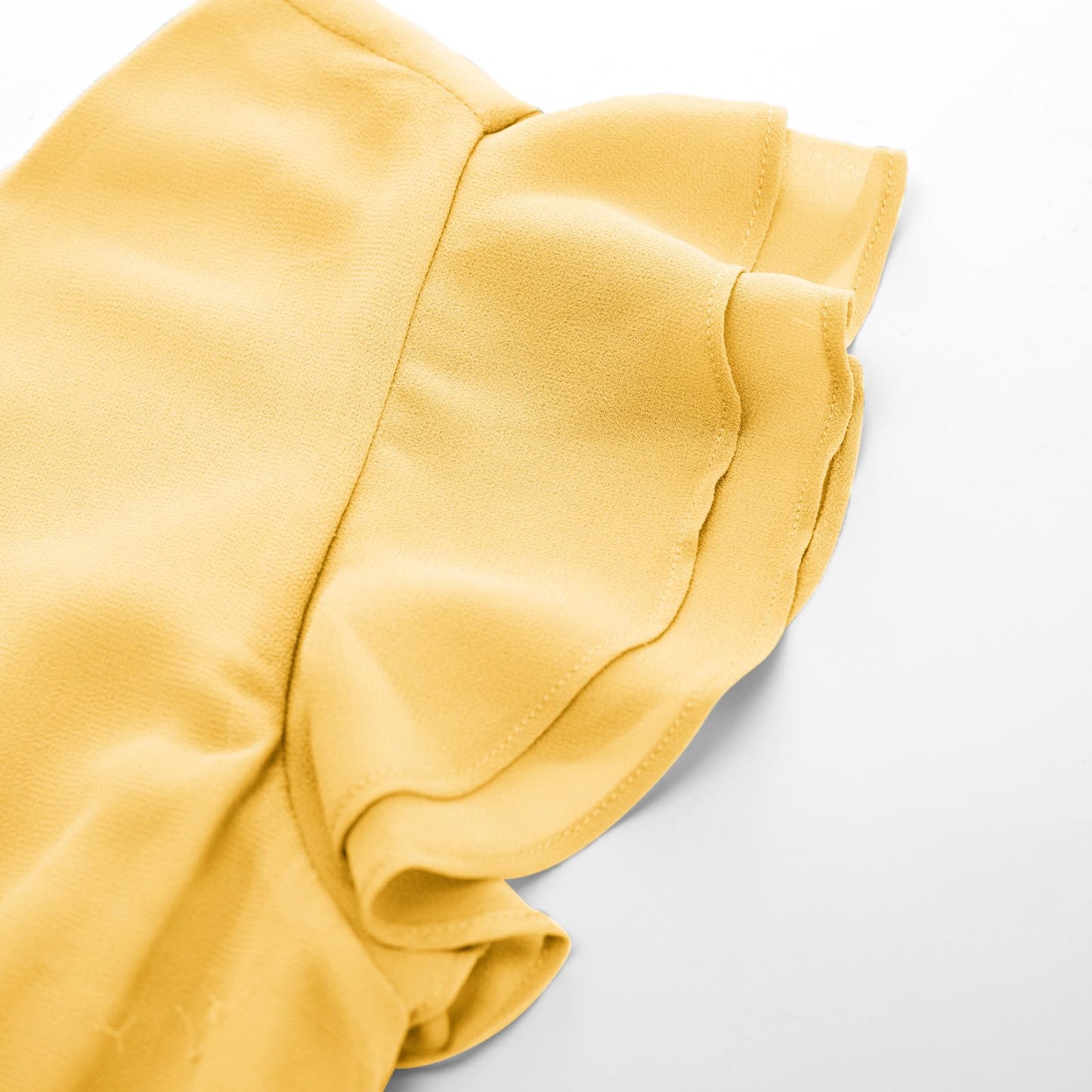 2025 Christmas Cocktail Dresses for Women, Midi Ruffle Tiered Sleeve V-Neck A-Line Split Party Dress, Light Yellow-Plain S