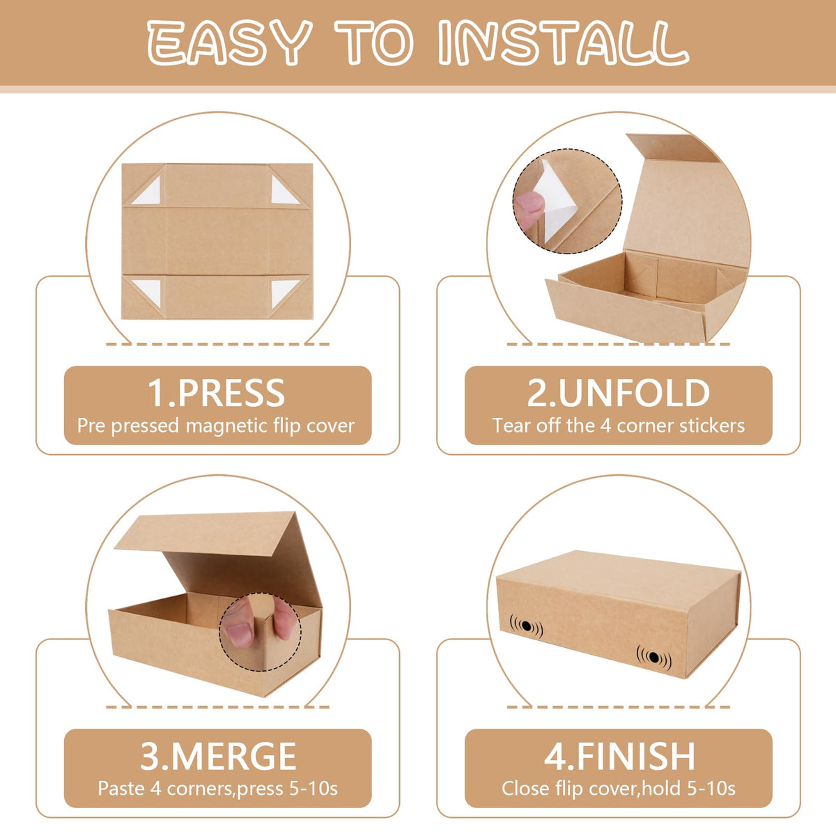 RayofSun Brown Gift Boxes with Magnetic Lids for Presents,13.7x9x4.3 inch Large Rectangle Collapsible Decorative Boxes, Bridesmaid Groomsman Proposal Box for Wedding,Christmas,Birthday(1PC)