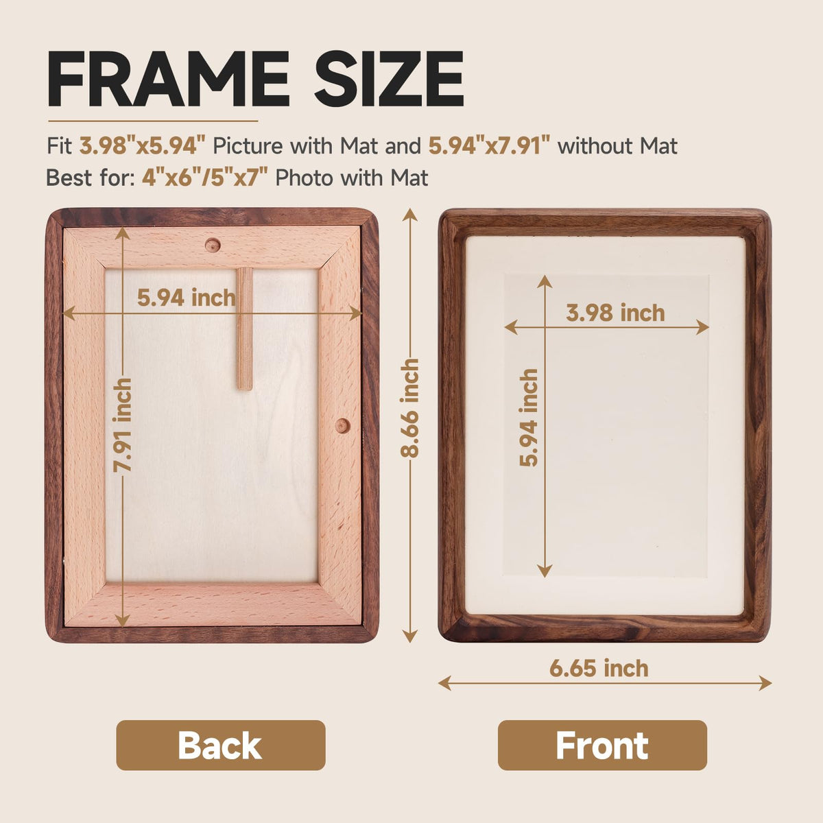 3Liangthings Solid American Black Walnut Picture Frame 5x7 4x6, Natural Wood Tabletop Photo Frame with Decorative Joinery Corners, Horizontal or Vertical Display (Walnut, For 5x7 / 4x6 Photo)