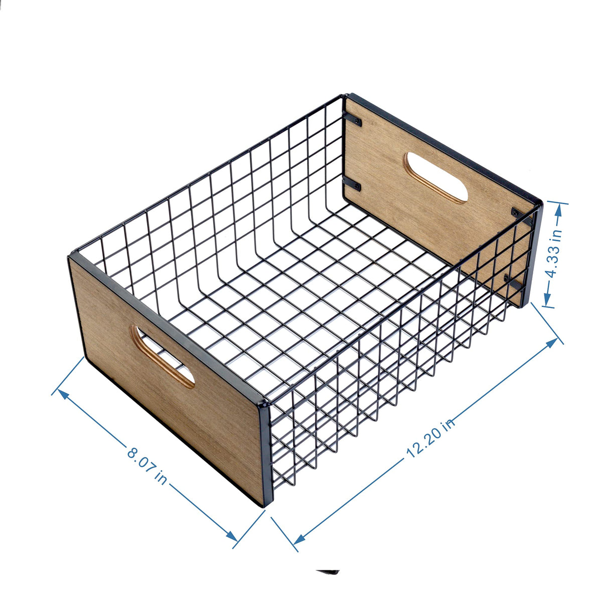 [ Extra Large ] TIEYIPIN Nesting Countertop Baskets, Metal Wire Storage Basket with Wooden Handles, Storage Organizer Bin for Kitchen Cabinets, Bathroom, Pantry, Garage, Laundry Room, Set of 2
