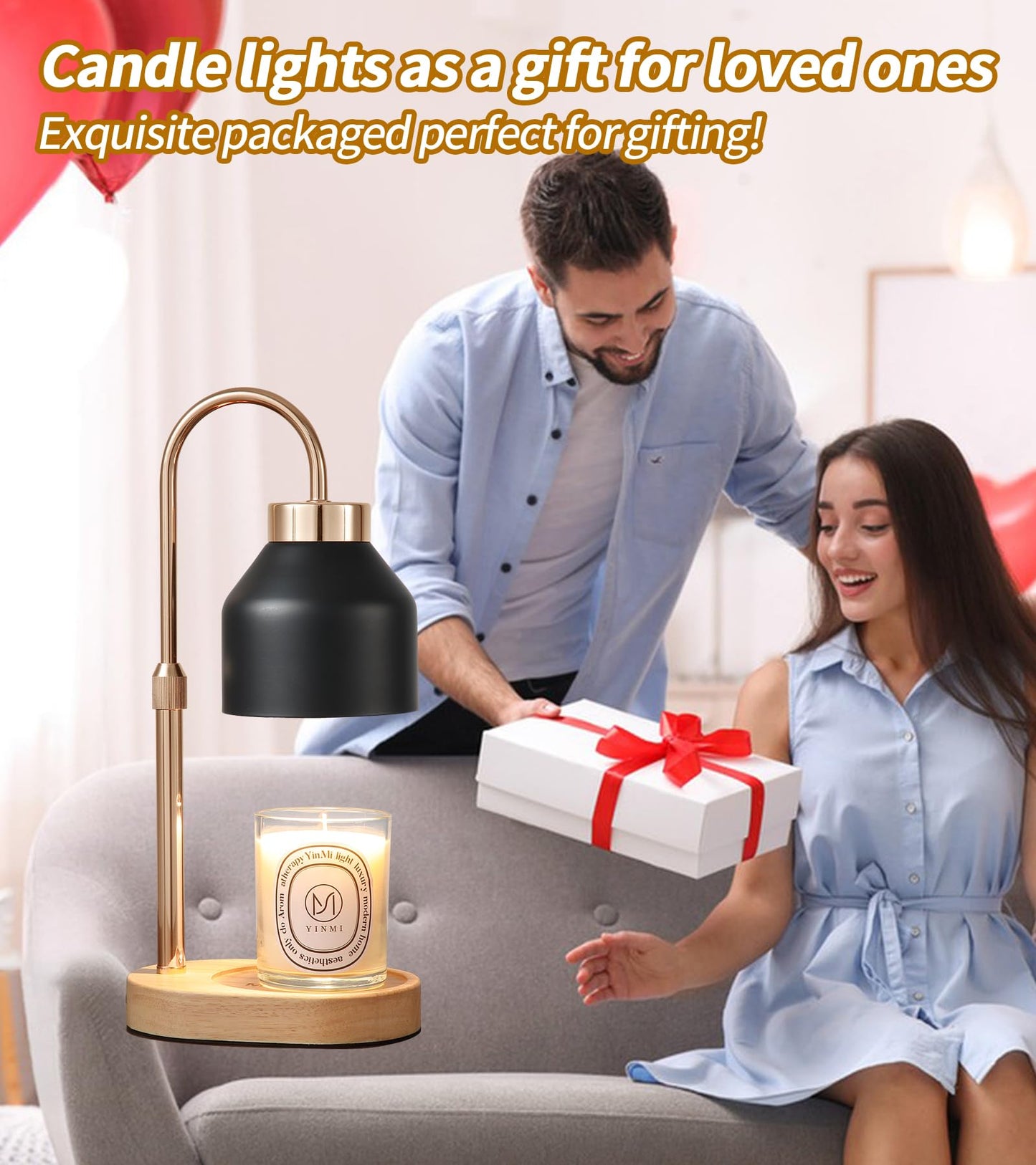 MEIXISUE Candle Warmer Lamp with Dimmer and Timer,Home Decor Lamp for Scented Jar,Electric Wax Melt Warmer,Mother's Day/Birthday/Christmas Gifts for Mom/Wife,Adjustable Height,with 2 Bulbs