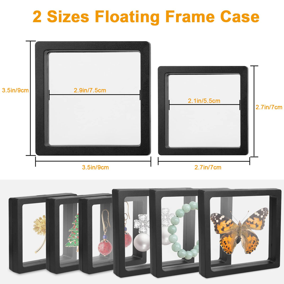 Linkstyle 10PCS 3D Floating Frame Display Stand, Challenge Coins Display Holder Case, Jewelry Specimen Medallions Storage Box Suspension Frame