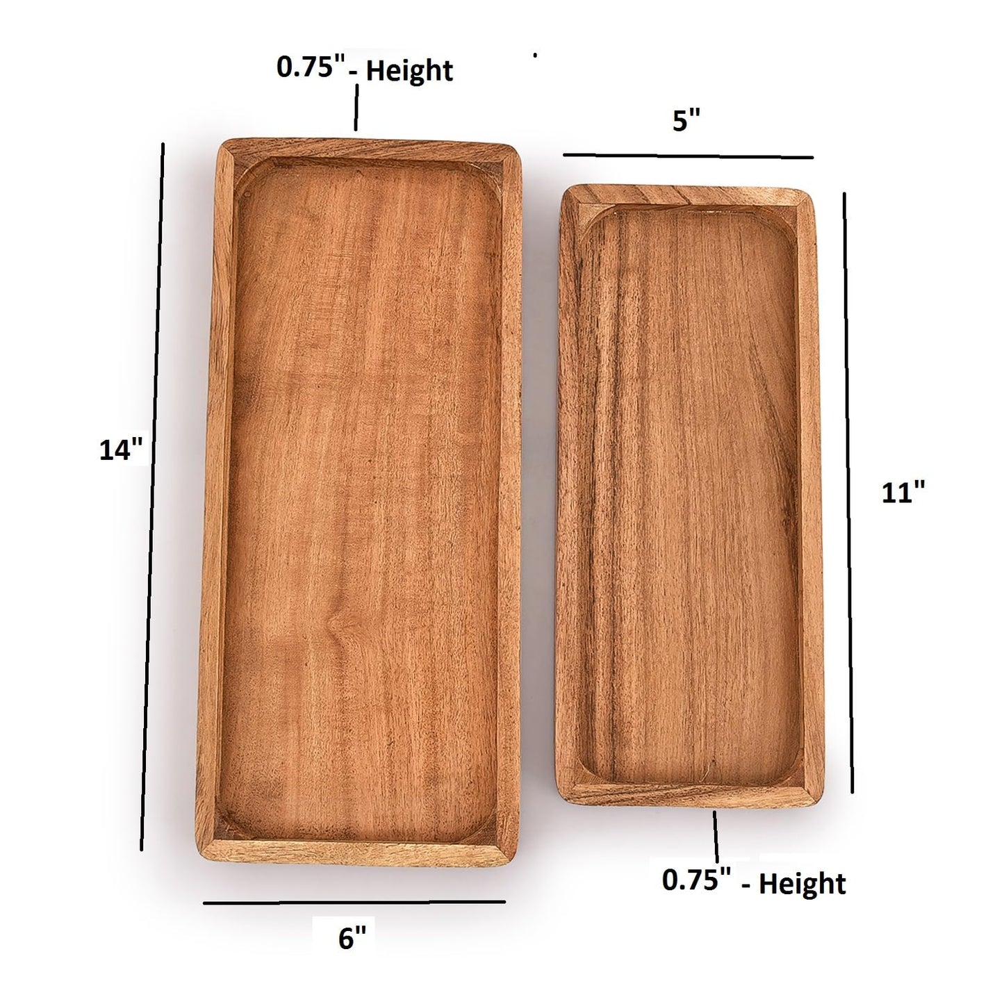 Samhita Acacia Wood Rectangular Wooden Platters for Food Holder/BBQ/Party Buffet Gift for Friend, Family.