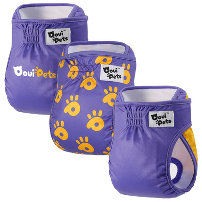 Ooui Pets 3-Pack Resuable Dog nappies female and male | Highly Absorbent Dog period pants, Adjustable, Eco-Friendly | Washable Dog Diapers Female, Chic & Incontinence Solution (Size M)