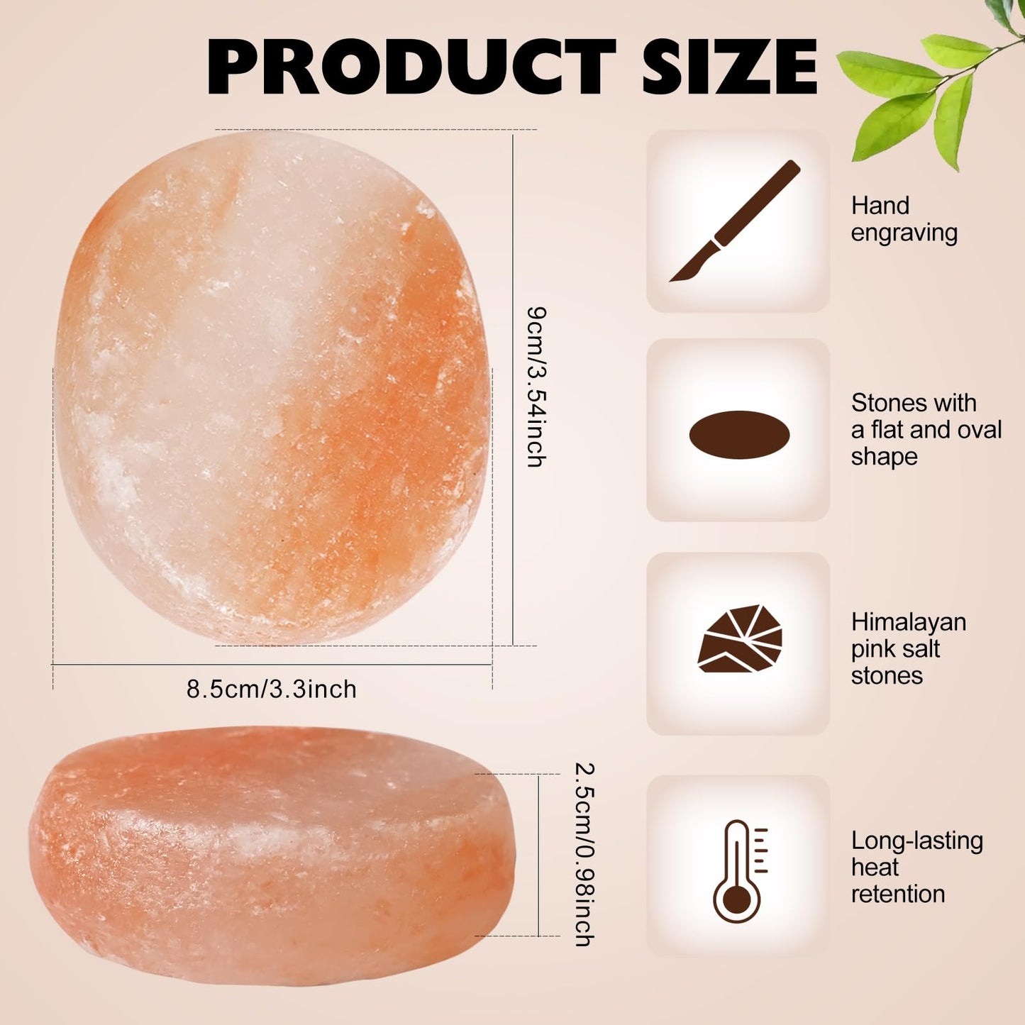 TANEMUDO 12 Pcs Flat Oval Massage Stone 3.5 x 1 x 2.6 Inch Crystal Hand Carved Stone Pink Himalayan Salt Massage Therapy Heated Warmer Rock for Salt and Sugar