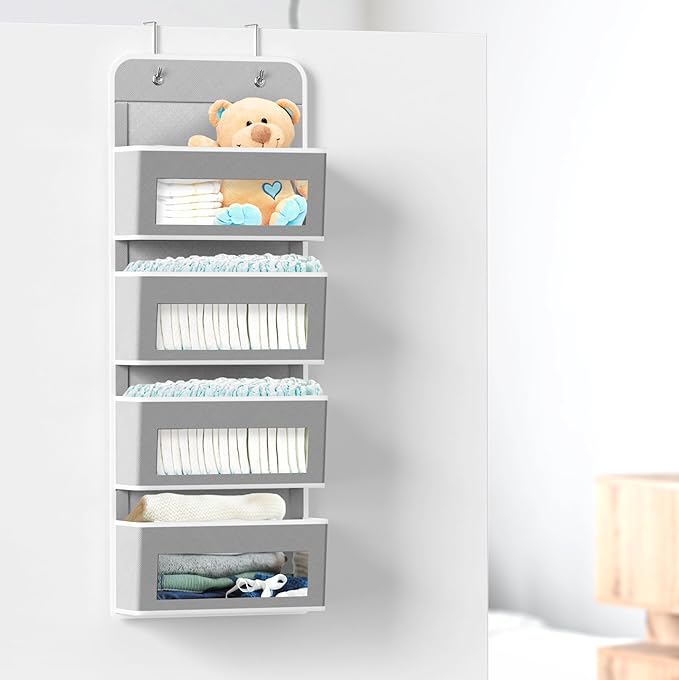 Simple Houseware 4 Clear Window Pocket Over Closet Door Storage Hanging