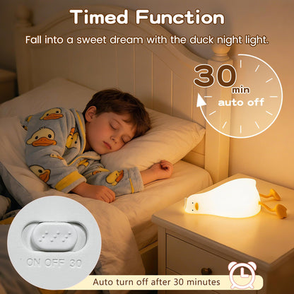Lying Flat Duck Night Light,Cute White Elephant Gifts,Existential Crisis Duck Lamp,Silicone Squishy Animal Nursery Nightlight, Dimmable/Rechargeable Bedside Touch Lamp, Duck Gifts for Baby Kids Mom