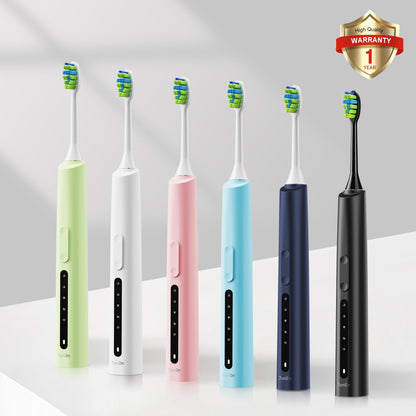 7AM2M Sonic Electric Toothbrush for Adults and Kids, 40000VPM Power Toothbrushes, USB-C Rechargeable with 4 Brush Heads, 5 Modes, 2 Minutes Built in Smart Timer, One Charge for 60 Days (Black)