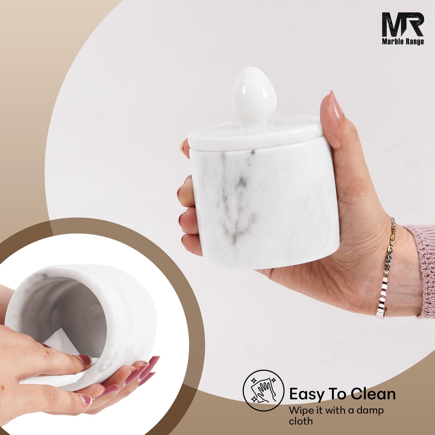 Marble Salt Cellar with Lid and tray 4 Inch White Handmade Salt Container, Set of 2 Seasoning Jars, Spice Storage Containers for Kitchen Countertop, Sugar Bowl