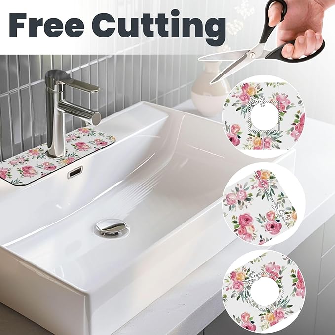 Pink Red Rose Roses Floral Flower Kitchen Sink Splash Guard Faucet Mat Super