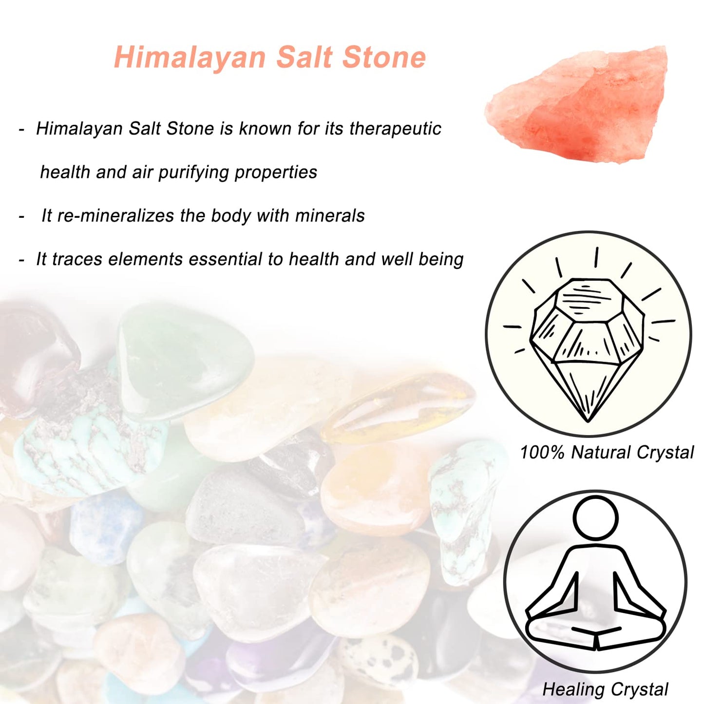 Himalayan Salt Stone Raw Crystals, Large 1.25-2.0" Healing Crystals Natural Rough Stones Crystal for Tumbling, Cabbing, Fountain Rocks, Decoration, Polishing, Wire Wrapping, Wicca & Reiki