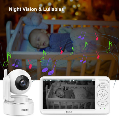 Blemil BabyMonitor with Camera and Audio, 6'' IPS Screen Baby Camera Monitor No WiFi, 30-Hrs Battery, ECO, Night Vision,2-Way Talk, Travel Video Baby Monitor Portable