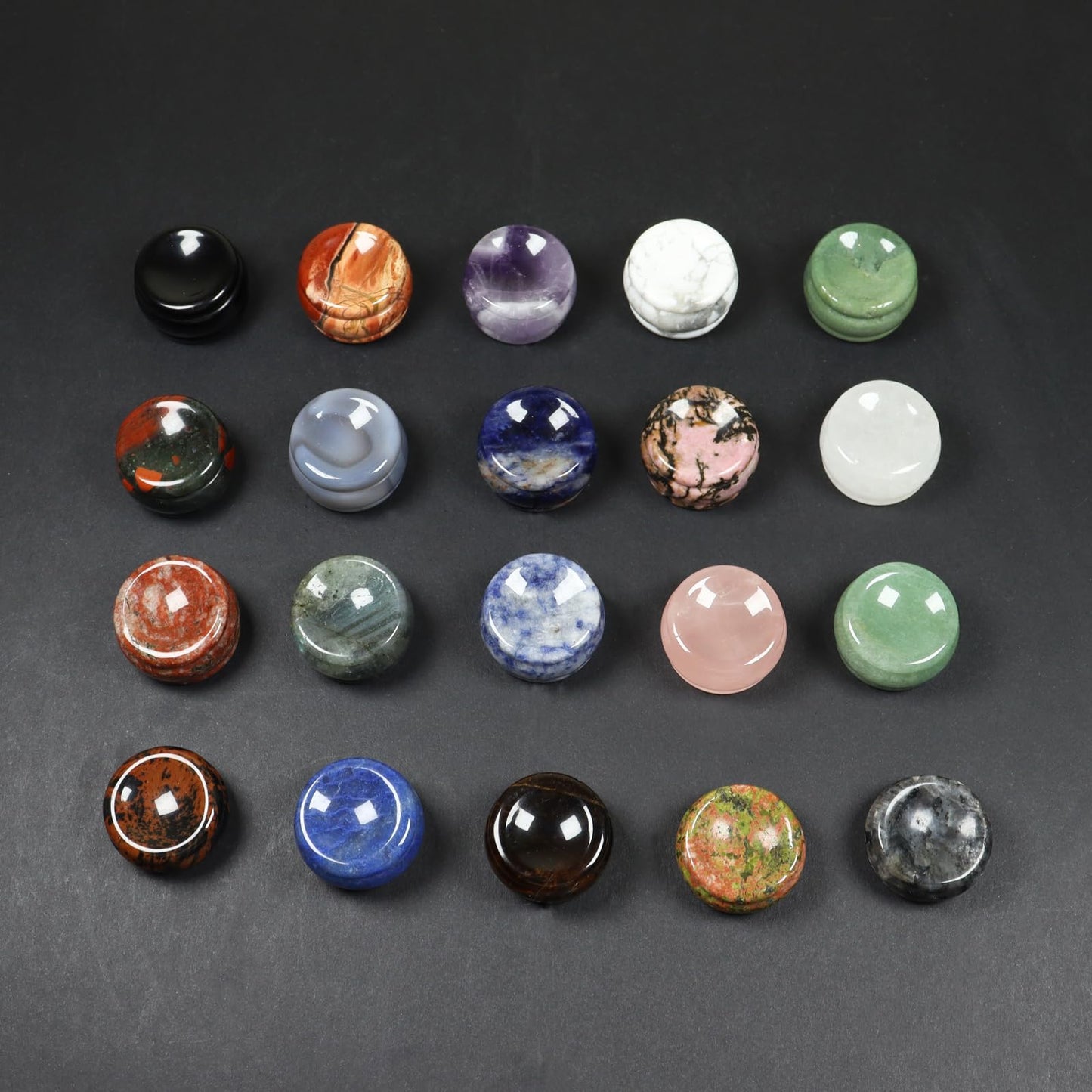 Wemeki Crystal Sphere Holder for Ball, Mix 6PCS Gemstone Sphere Stand, Natural Hand Carved Display Stands Gemstone Egg Sphere Holders Rock Display for Egg, Globe Stone, Rock