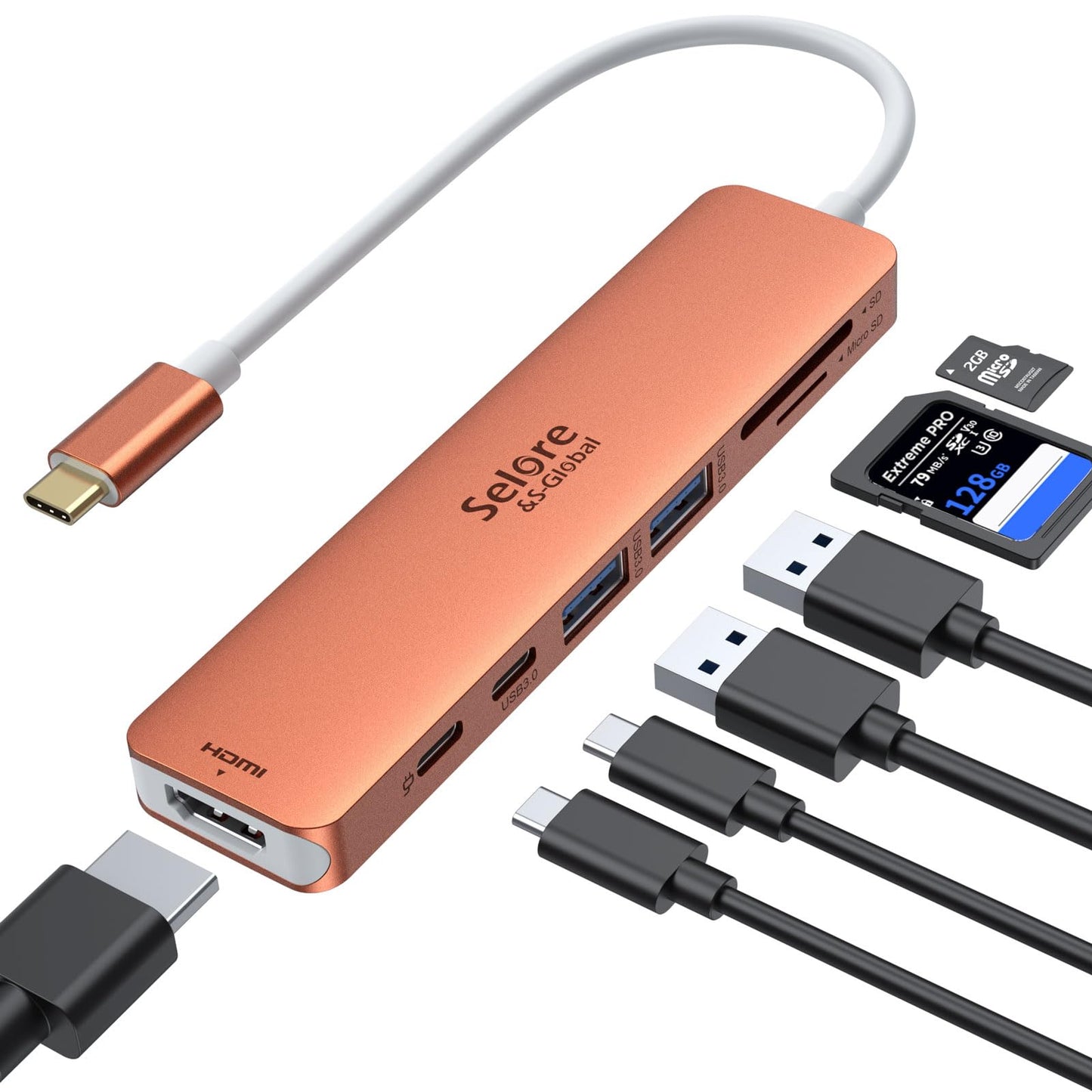 USB C Hub HDMI Adapter for MacBook Pro/Air, 7 in 1 USBC Dongle with HDMI, SD/TF Card Reader, USB C Data Port,100W PD, and 2 USB 3.0 Compatible for MacBook Pro/Air, Dell XPS, Lenovo Thinkpad.