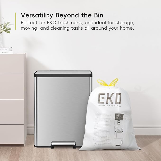 EKO Easy-Dispense Roll 80 Count Extra-Strong Drawstring Tall Kitchen Trash Bag