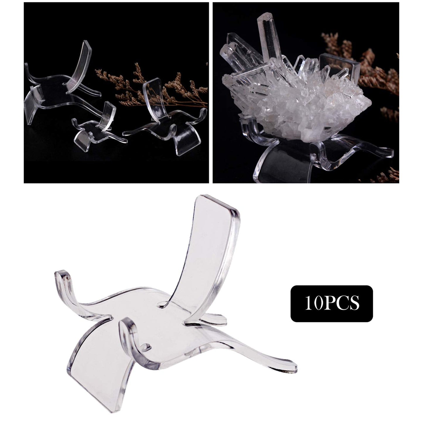 Generic Pack of 10 Clear Acrylic Display Stand Suport Base for Minerals Gemstones Rock Specimens Geode Agate Seashells Stones Jewelry Home Office Decoration - S