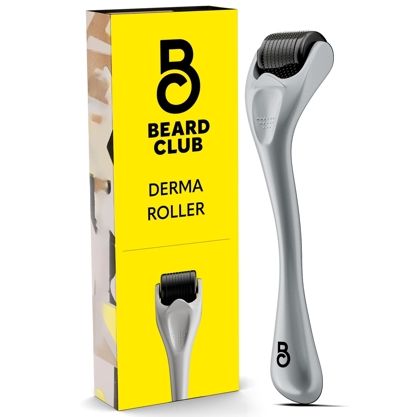 The Beard Club Derma Roller for Face, Body and Scalp - Microneedling for Men and Women with 540 Titanium Microneedles - Beard Roller & Micro Needling Scalp Hair - Black